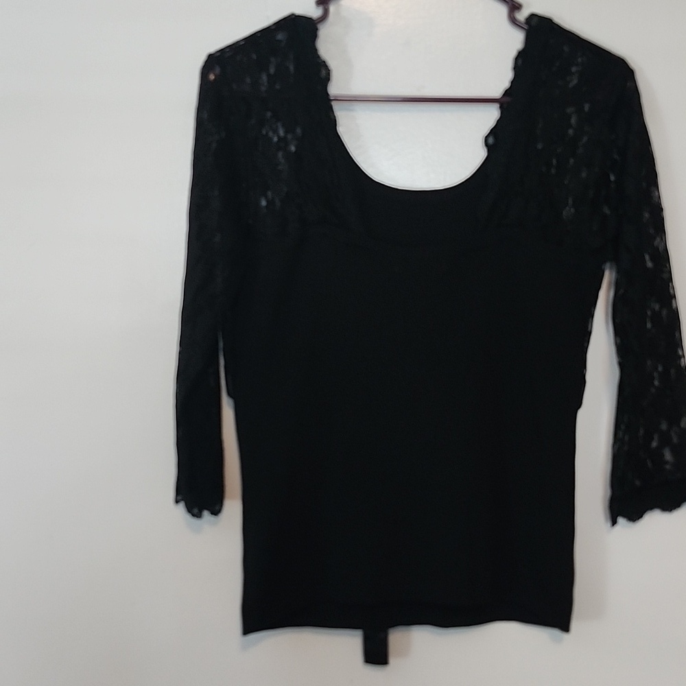 Black Lace Cardigan with Satin Trim - Picture 6 of 8